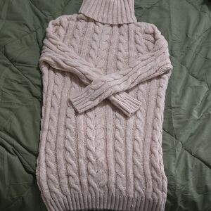 SHEIN Cream Cable Knit Turtleneck Sweater